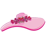 Floppy Pink hat artwork with little Red and pink flower design